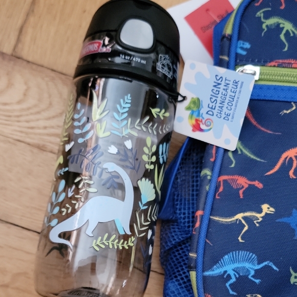 BUNDLE/3-ITEMS/Kids Dinosaur Lunch Bag and Water Bottle & Rule - Navy Multicolor - Picture 3 of 11